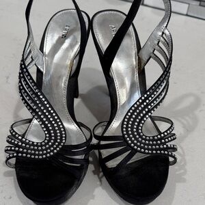 Apt. 9 Black and Silver Strappy Heels